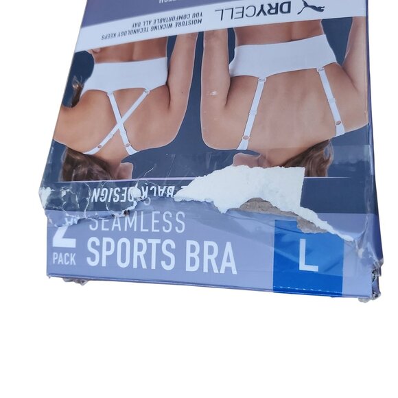 PUMA Lg 2 Pack Seamless Athletic Sports Bra Set Adjustable Drycell Activewear - Picture 9 of 13